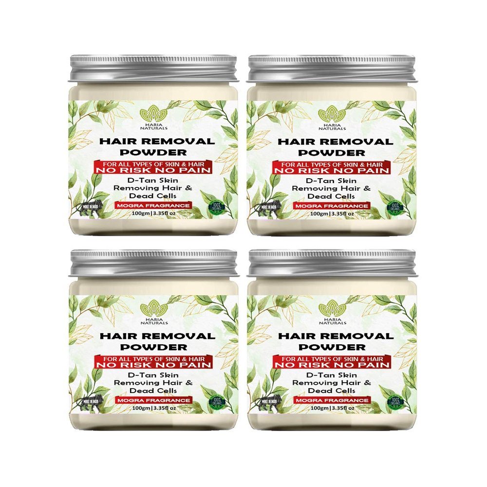 Haria Naturals Hair Removal Powder (Mogra Fragrance) For Underarms, Hand, Legs & Bikini Line Three in one Use For D-Tan Skin, Removing Hair, Remove Dead cell Men & Women 400 gms