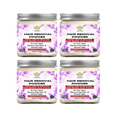 Haria Naturals Hair Removal Powder (Lavender Fragrance) For Underarms, Hand, Legs & Bikini Line Three in one Use For D-Tan Skin, Removing Hair, Remove Dead cell Men & Women 400 gms