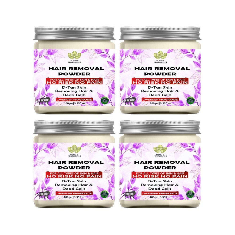 Haria Naturals Hair Removal Powder (Lavender Fragrance) For Underarms, Hand, Legs & Bikini Line Three in one Use For D-Tan Skin, Removing Hair, Remove Dead cell Men & Women 400 gms