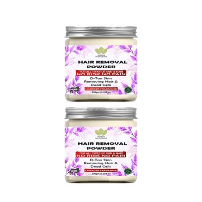 Haria Naturals Hair Removal Powder (Lavender Fragrance) For Underarms, Hand, Legs & Bikini Line Three in one Use For D-Tan Skin, Removing Hair, Remove Dead cell Men & Women 200 gms