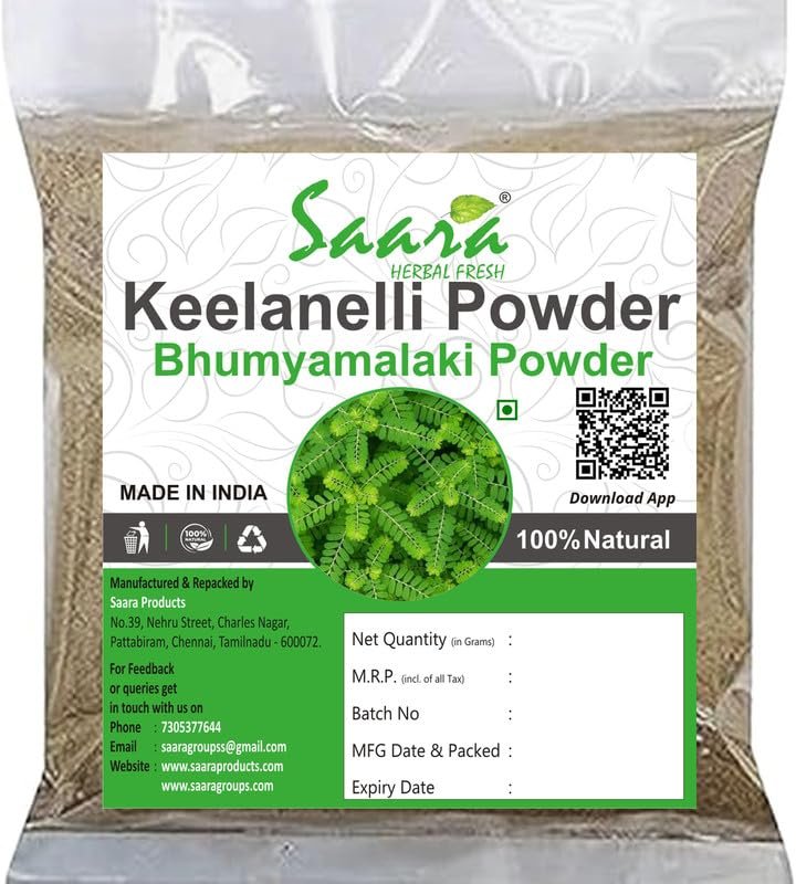 Saara HERBAL FRESH Keelanelli Powder 1kg | Bhumyamalaki | Phyllanthus Niruri | Nela usiri Powder (Pack of 10 x100g)