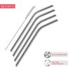 Eopzo Stainless Steel Straws, 4 Pcs 8.5'' Reusable Metal Straws Drinking Straws for Tumblers Cold Beverage (4 Bend + 1 Cleaning Brushes) view 2