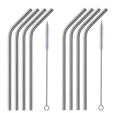 Eopzo Stainless Steel Drinking Reusable Straws, with a Straw Cleaning Brush (1 piece, Silver)