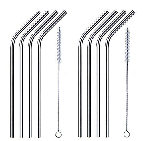 Eopzo Stainless Steel Drinking Reusable Straws, with a Straw Cleaning Brush (1 piece, Silver)
