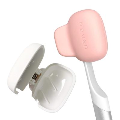 Haven Toothbrush Cover - Fits Electronic and Manual Toothbrushes - Toothbrush Case Holder for Travel - Set of Two Tooth Brush Protectors (White and Coral)