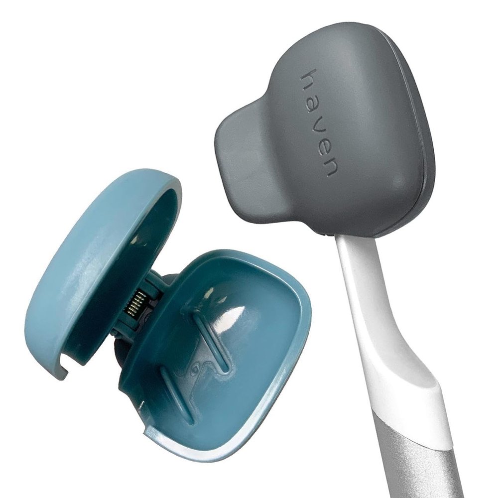 Haven Toothbrush Cover - Fits Electronic and Manual Toothbrushes - Toothbrush Case Holder for Travel - Set of Two Tooth Brush Protectors (Blue and Charcoal Gray)