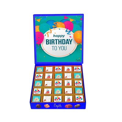 Expelite Blue Theme Birthday Chocolates Gift for Boys - 25 pc Birthday Gift for A Boy With (Roasted DryFruits,Cranberry Filling,Paan Filling,Butterscotch FillingMix Fruits Flaver)