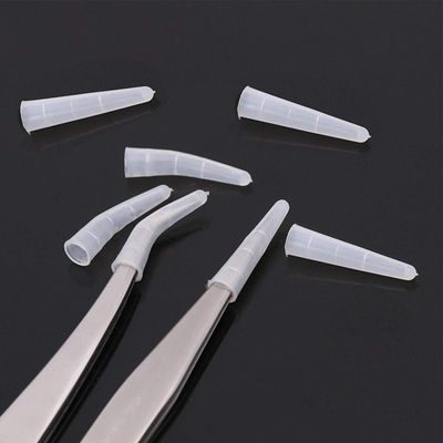 EORTA 50 Pcs Tweezer Tip Covers Mini Soft Silicone Case Portable Safety Sheath for Eyelash Tweezer Pusher Mini Scissor/Shear, to Protect TipsTransparent
