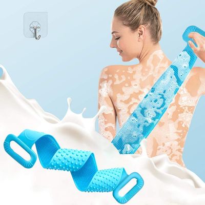 EKANTIK Shower Massager-Dual Sided Silicone Shower Bath Belt Back Scrubber Brush and Massager Foot/Sole Dead Skin Removal Cleaner Shower Bath Belt (Multi color)