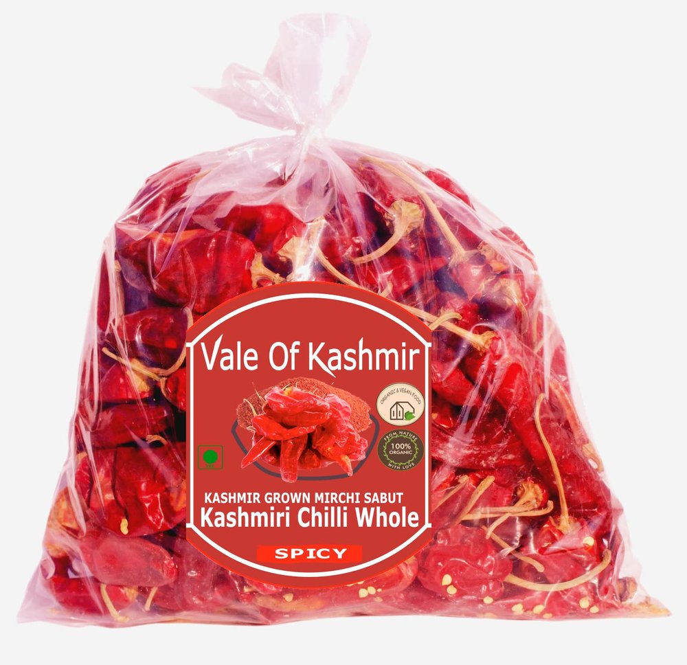 Vale Of Kashmir Kashmiri Mirchi/Chilli Whole|Natural Organic Hand Processed, Kashmiri Mirchi,250 Grams