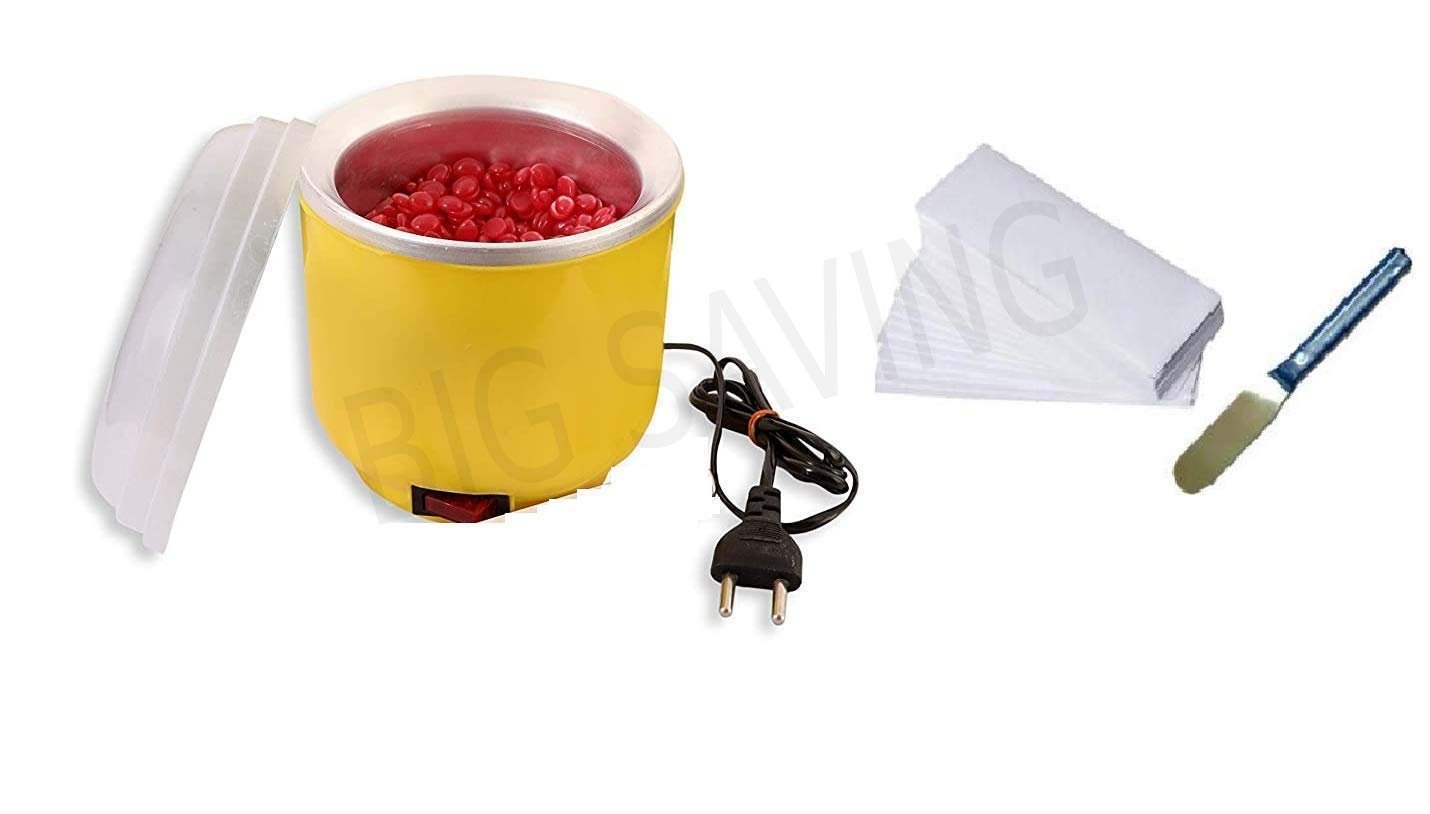 Big saving Waxing Kit Automatic Wax Heater Machine for Women + 100 Gms Beans for Waxing Women Body + Waxing Knife Spatula + Wax Strips