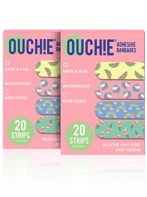 Aya Papaya Ouchie Non-Toxic Printed Bandages Double Combo (40 Pack) - Pink