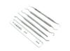 ADDLER DENTAL TEETH HYGIENE ORAL CARE KIT OF AMALGAM CARVER, SCALER, UNIVERSAL SCALER, CURETTES, EXPLORER D/E. SERRATED DOUBLE ENDED, 6 MM HANDLE AUTOCLAVABLE SET OF 5 .LIFE TIME ANTI RUSTING WARRANTY. view 1