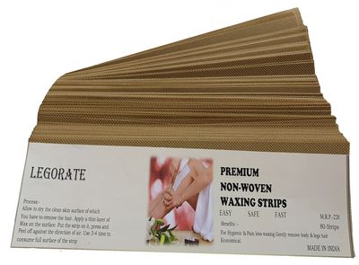 LEGORATE Premium Non-Woven Hair Removal Plain Waxing Strips (80 Strips) (BROWN STRIPS)