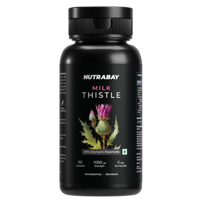 Nutrabay Wellness Milk Thistle Extract (80% Silymarin Marianum) - Improves Digestion, Liver Detox & Cleanse for Men & Women, Liver Support Supplement - 1000mg, 60 Veg Capsules