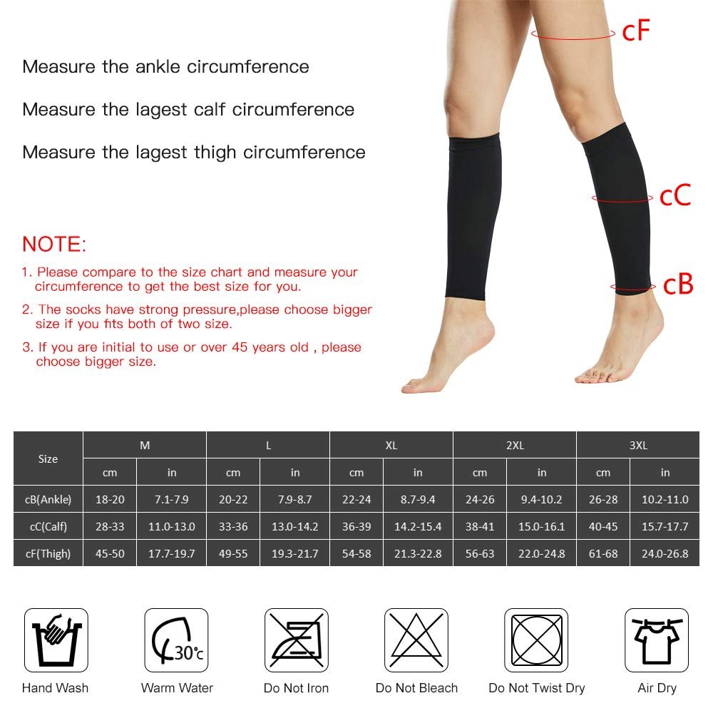 Anself 1 Pair Compression Socks Men Women 20-30mmHg Compression Stockings Compression Sleeves for Varicose Vein Swelling
