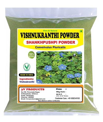 3V PRODUCTS: Vishnukranthi Powder 400g | Shankhapushpi | Convolvulus Pluricalis Powder (Pack 4x100g)