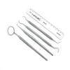ADDLER Dental Plaque Tartar Debris, Calculus Removing Home Kit Of 4. Scaler, Explorer, Mouth Mirror With Handle. Serrated Double Ended, 6 MM Handle. Qty 4. view 1