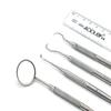 ADDLER Dental Plaque Tartar Debris, Calculus Removing Home Kit Of 4. Scaler, Explorer, Mouth Mirror With Handle. Serrated Double Ended, 6 MM Handle. Qty 4. view 2