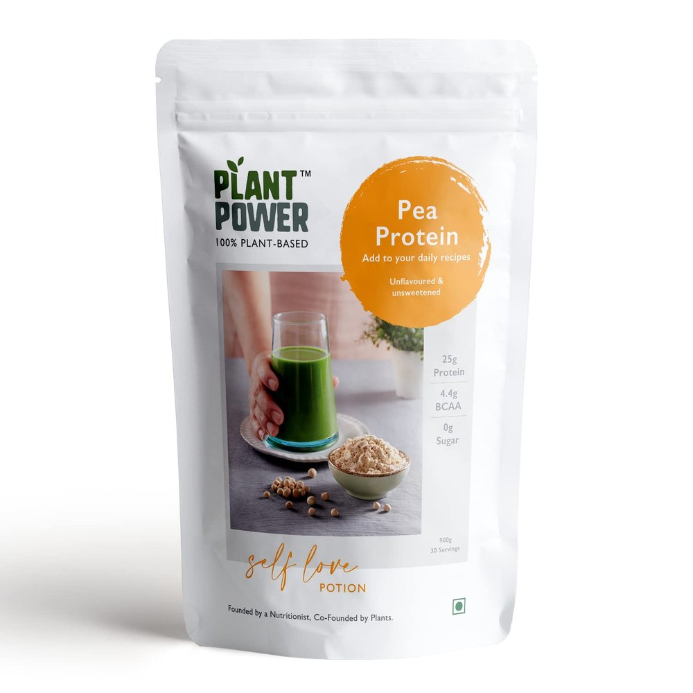 Plant Power Pea Protein Isolate with Natural Digestive Enzymes, 100% Plant-Based, Non-GMO, No Sugar, Natural (900 Grams)