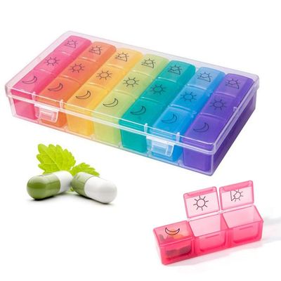 CACAZI Pill Planner Portable Daily Medicine Organizer Pill Storage Box Practical Travel Pill Case