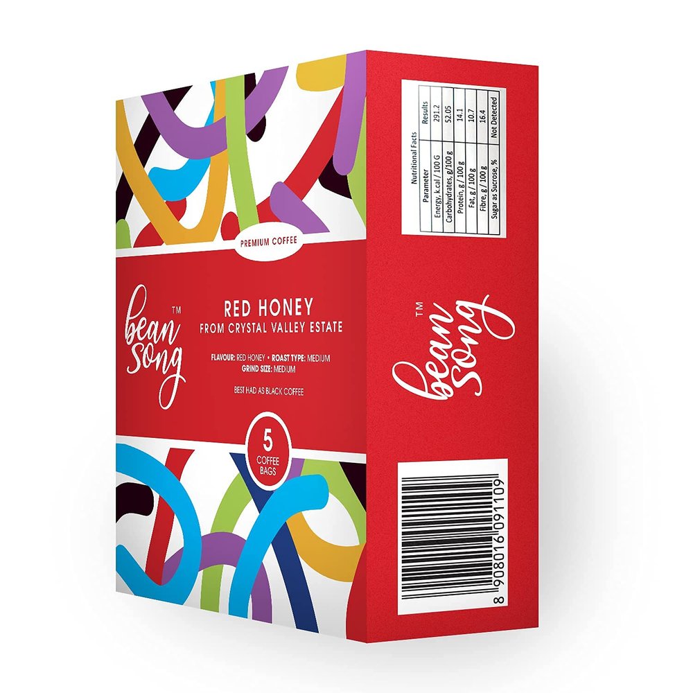 Bean Song Equipment Less Premium Red Honey Single Estate Coffee Drip Bags (5 Easy Pours) - Medium Roast & Freshly Ground for Pour Over