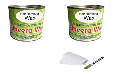 CHEM-AB ENTEREPIRSE 2 Pieces alovera Hot Wax 600g Pack of 2/80 Waxing Strips /1 Steel