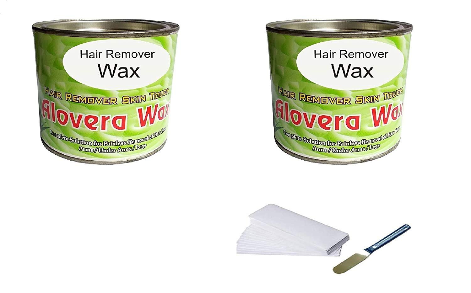 CHEM-AB ENTEREPIRSE 2 Pieces alovera Hot Wax 600g Pack of 2/80 Waxing Strips /1 Steel