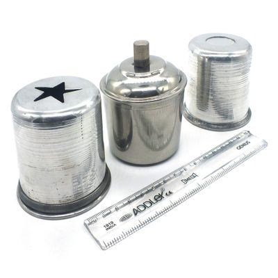 ADDLER Dental Stainless Steel Spirit Lamp, Waste Receiver & Cotton Holder Pack of 3.