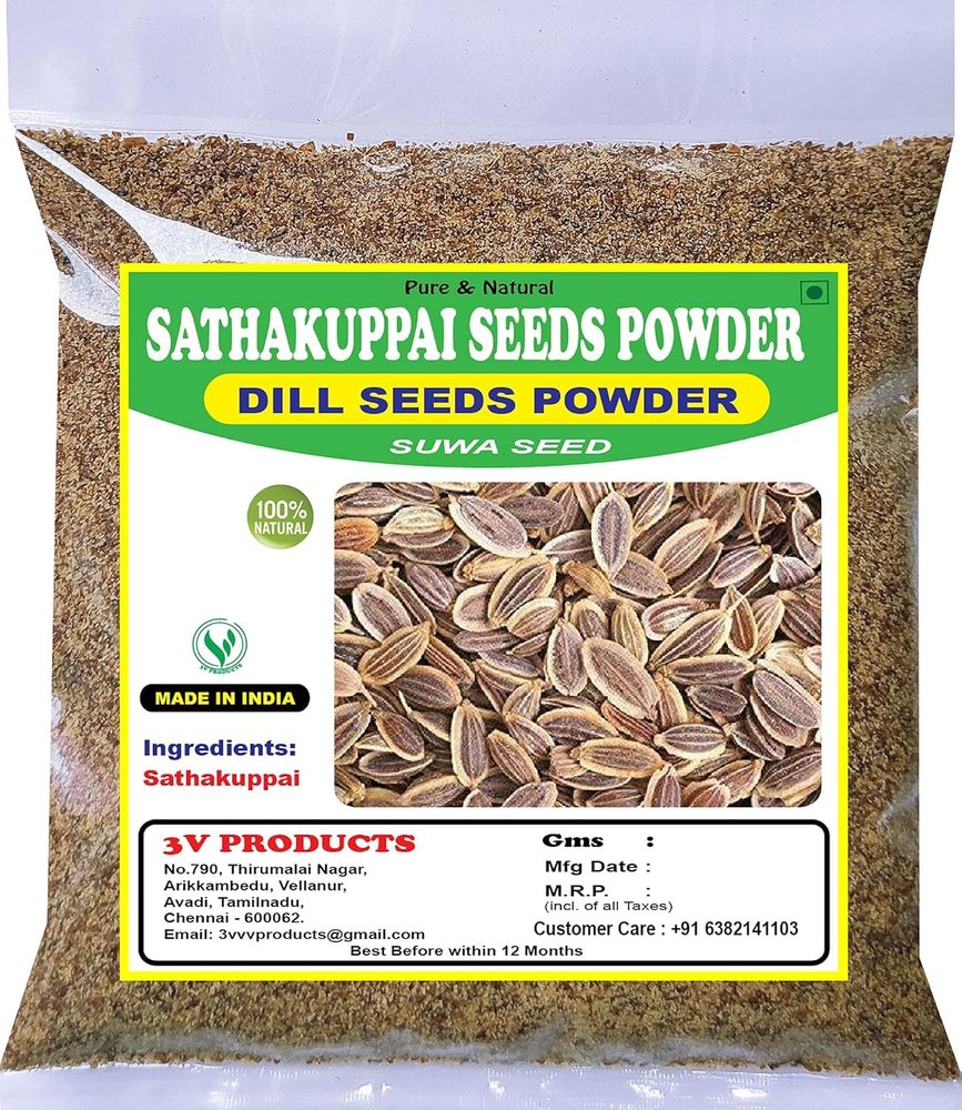3V PRODUCTS: Sathakuppai Powder 400g | Dill Seed | Suwa Seed | Pencedanum Grande (Pack 4x100g)