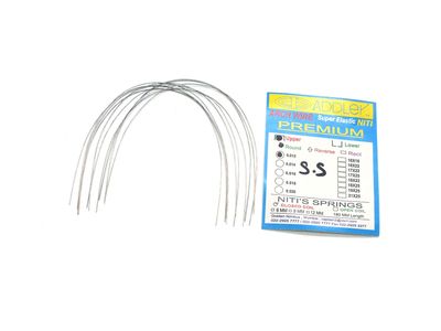 ADDLER ORTHO DENTAL Stainless Steel (SS) Premium Super Elastic Ovoid Preformed Round 0.012 Upper Wires Pack of 10 Wires.