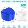 KISEER 2 Pack Colors Denture Bath Case Cup Box Holder Storage Soak Container with Strainer Basket for Travel Cleaning (White, Blue) view 2