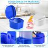 KISEER 2 Pack Colors Denture Bath Case Cup Box Holder Storage Soak Container with Strainer Basket for Travel Cleaning (White, Blue) view 3