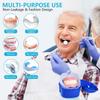 KISEER 2 Pack Colors Denture Bath Case Cup Box Holder Storage Soak Container with Strainer Basket for Travel Cleaning (White, Blue) view 4