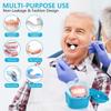 KISEER 2 Pack Colors Denture Bath Case Cup Box Holder Storage Soak Container with Strainer Basket for Travel Cleaning (Light Blue, White) view 4