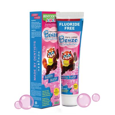 Bentodent Herbal & Natural Kids Toothpaste  Bubble Gum Flavor | 100% Safe & Fluoride-Free Toothpaste for Kids 2+ Years | Gentle Herbal Oral Care, Fresh Breath & Cavity Protection | SLS Free, 100g
