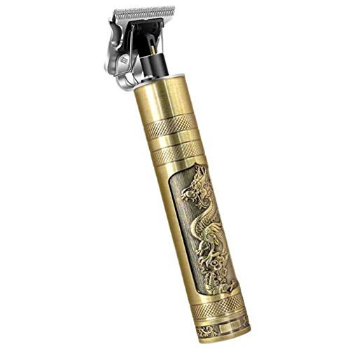 GOLKIPAR Electric Metallic Gold Pro Li Outliner Grooming Zero Gapped Baldheaded Barbershop Hair Trimmer Rechargeable Cordless Close Cutting T-Blade Clippers Trimmer Beard Shaver for Men