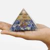 9Dzine Feng Shui Lapis Lazuli Orgonite Orgone Pyramid with Crystal and Copper Lapis Lazuli Orgone Pyramid with Crystal Point Pencil for Orgone Healing Positive Energy view 2