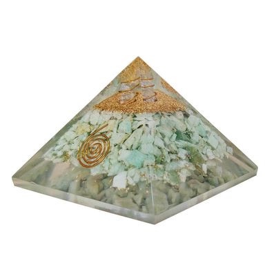 9Dzine Feng Shui Crystal Amazonite Orgone Pyramid Vastu Meditation Amazonite Orgonite Orgone Pyramid for EMF Protection with Crystal and Copper for Home Office Dcor Crystal Gift
