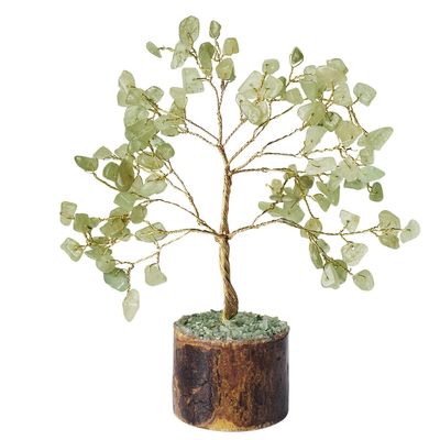 9Dzine Green Aventurine 100 Beads Crystal Tree Home Decoration Items for Living Room | Spiritual Show Pieces for Home Decor & Office Desk | Ideal for Gifting & Aesthetic Room Decor