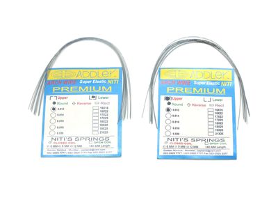ADDLER ORTHO DENTAL Wire (NITI) Premium Super Elastic Ovoid Preformed Round 0.012 Upper & Lower Wires Pack of 20 Wires.
