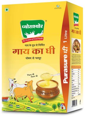 Purasure Pure Cow GHEE 1 Liter | Aroma in every drop | Pure Veg, Pure Cow Ghee, No Preservatives | Rich Taste & Aroma | Good source of Vitamin A, Delicious, Healthy & Nutritious