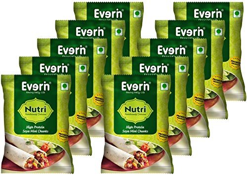 Everin Nutri High Protein and Healthy Gluten Free SOYA Mini Chunks Value Pack - Pack of 10 (60g each)