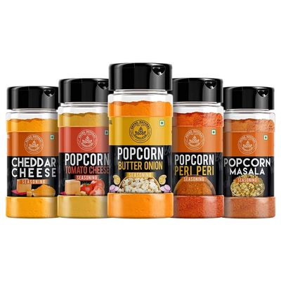 ARTHA NATURAL Popcorn Seasoning Combo - Cheddar Cheese Seasoning,Butter Onion,Cheese Tomato,Popcorn Masala,Peri Peri Masala [For PopCorn Seasoning,Nachos,Sprinkle On French Fries] - 200G each (1000G)