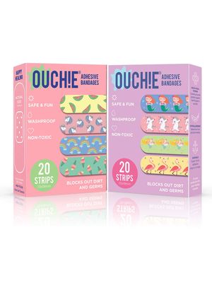 Aya Papaya Ouchie Non-Toxic Printed Bandages Double Combo (40 Pack) - Pink & lavender