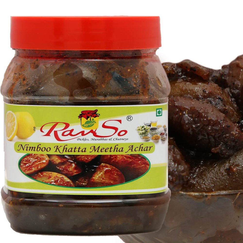 RavSo Home Made Lemon Pickle khatta meetha Sweet and Sour Without Oil nimbu ka achar 500gm Lime Pickle Mother Made receipe( 500gm