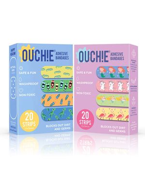 Aya Papaya Ouchie Non-Toxic Printed Bandages Double Combo (40 Pack) - Blue & Lavender