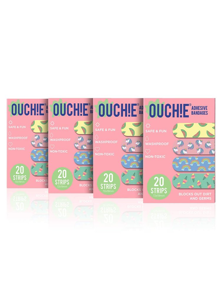 Aya Papaya Ouchie Non-Toxic Printed Jumbo (4 X 20= 80 Pack) - 4 X Pink