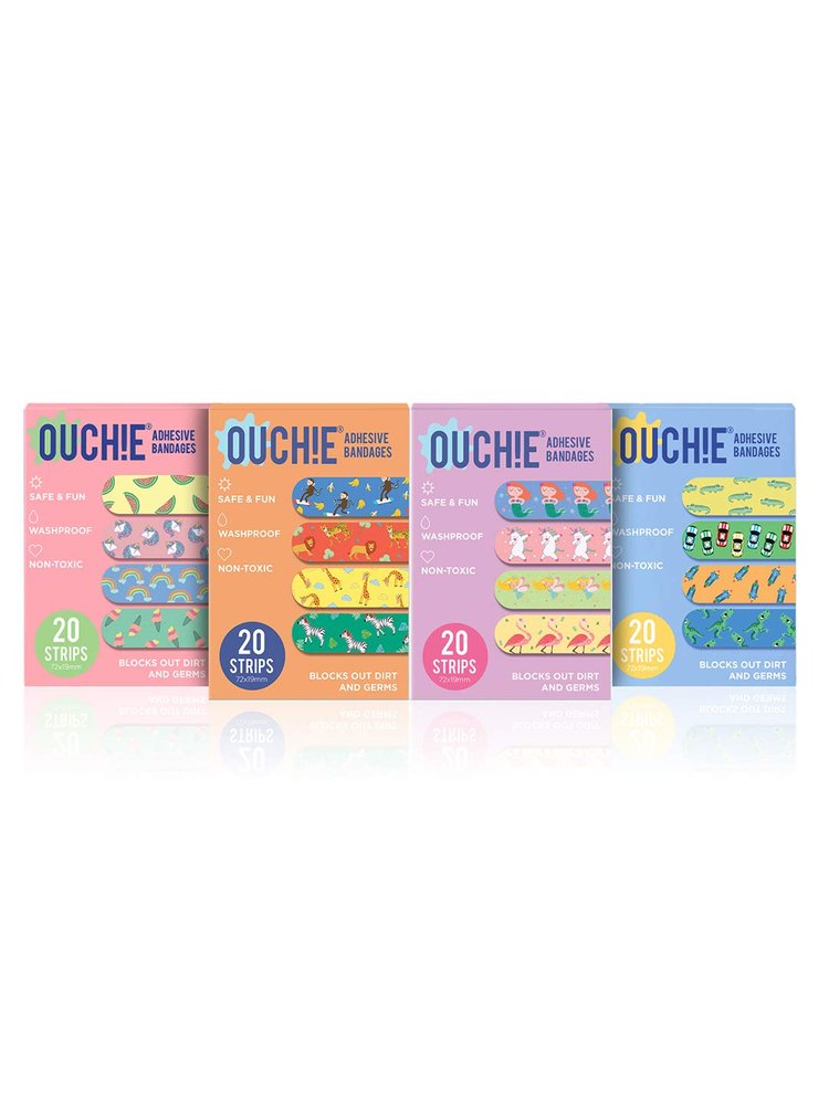 Aya Papaya Ouchie Non-Toxic Printed Jumbo - (80 Pack) - Pink, Orange, Blue & Lavender