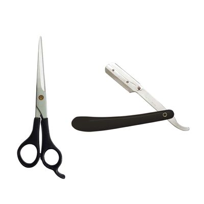 City Enterprises Stainless Steel Hair Cutting Scissor With 1 Shaving Razor For Men kit